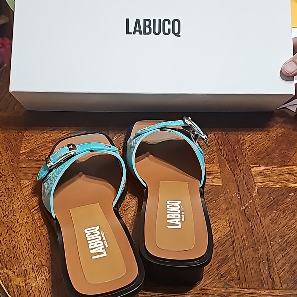 Labucq Sandals. Size 36/6. Color Turquoise.  Made in Italy